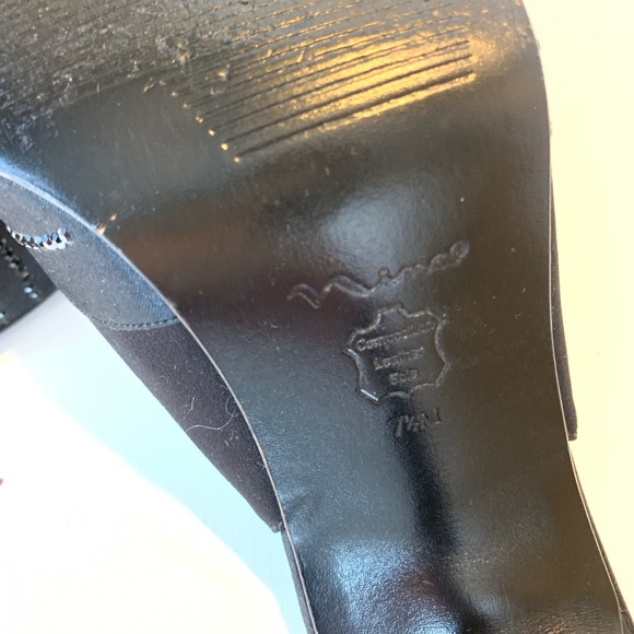 NINA Black Satin Rhinestone Peep Toe Slingback 7.5 - Picture 6 of 8